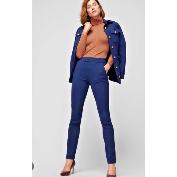 WHBM Navy Blue Back Seam Slim Leg Ankle Pants Slacks Size Zip Sz 12 Inseam 27 - Picture 1 of 11